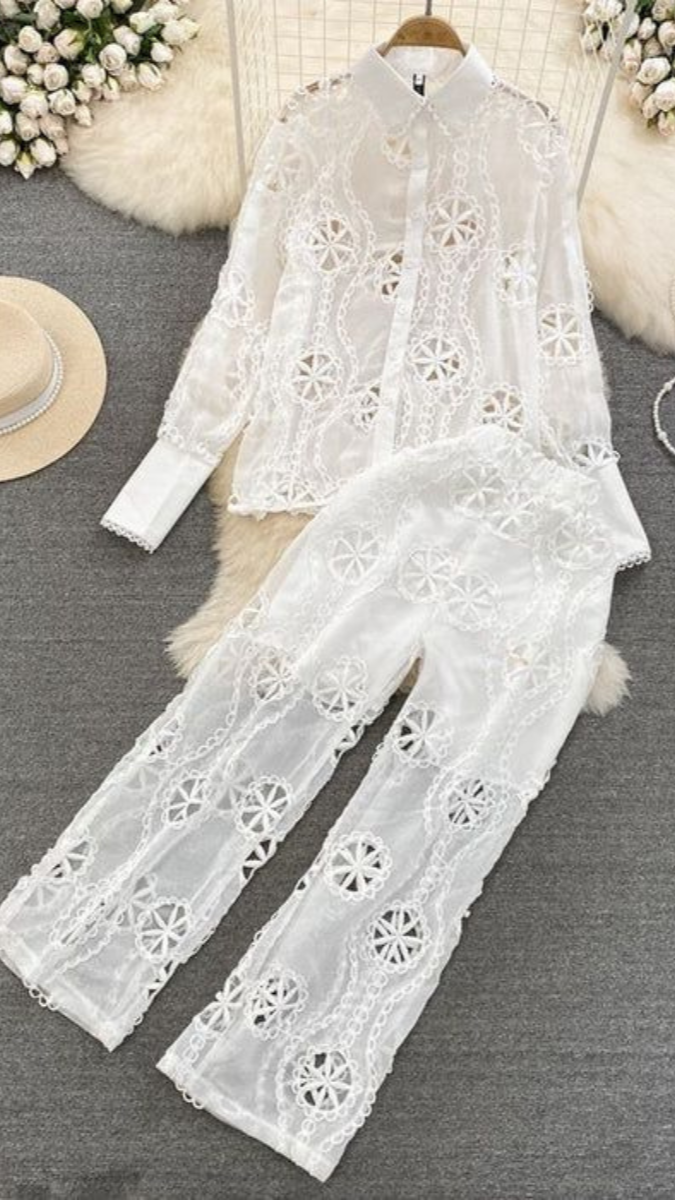 White Floral Lace Co-Ords