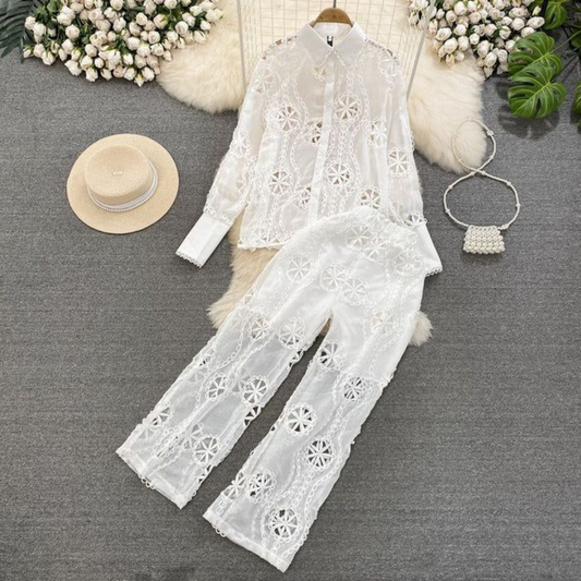 White Floral Lace Co-Ords