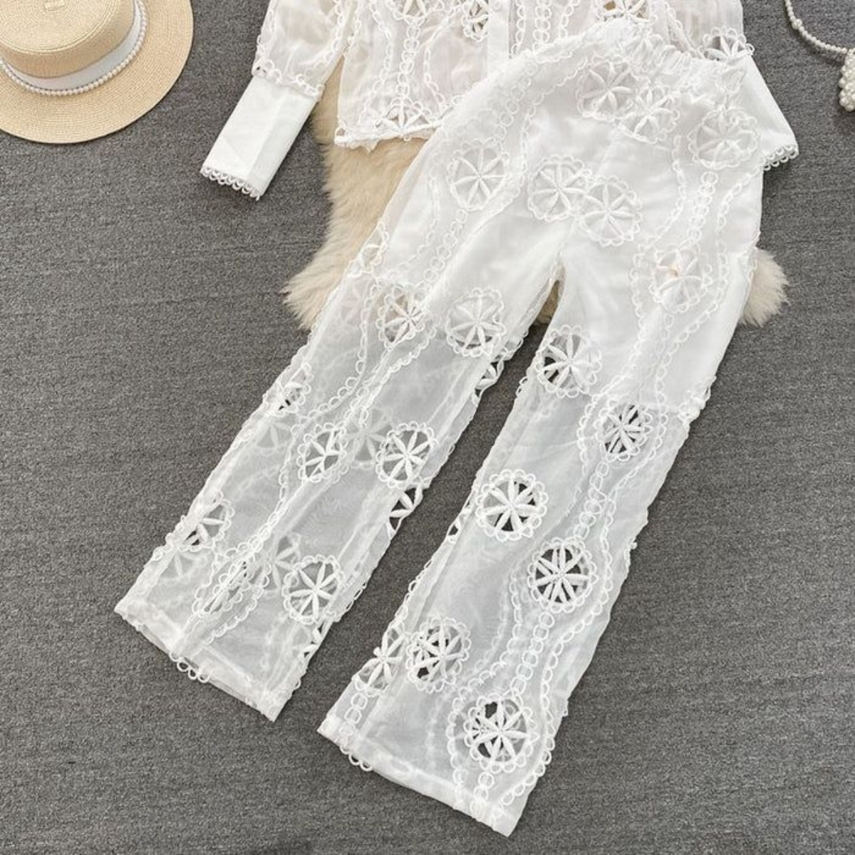 White Floral Lace Co-Ords