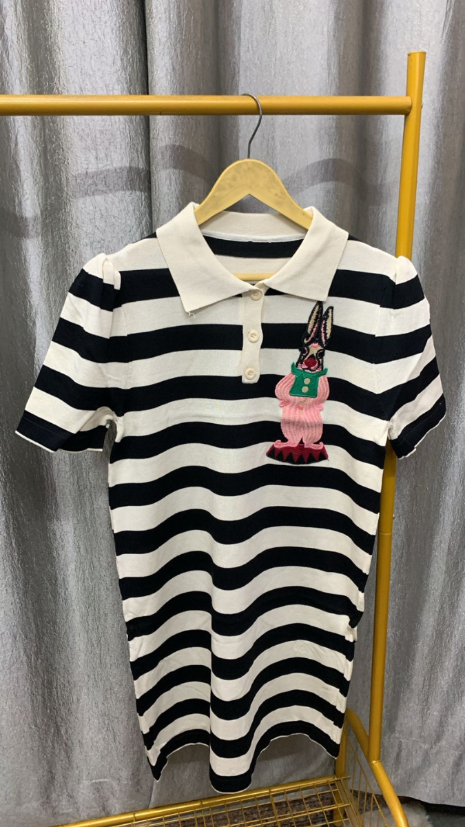 White Stripe A-Line T-shirt Mini Dress FC2339
