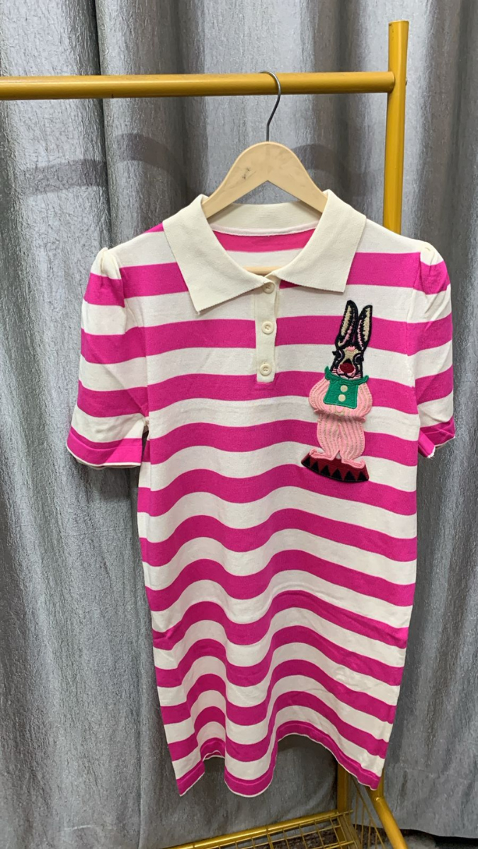 White Stripe A-Line T-shirt Mini Dress FC2339