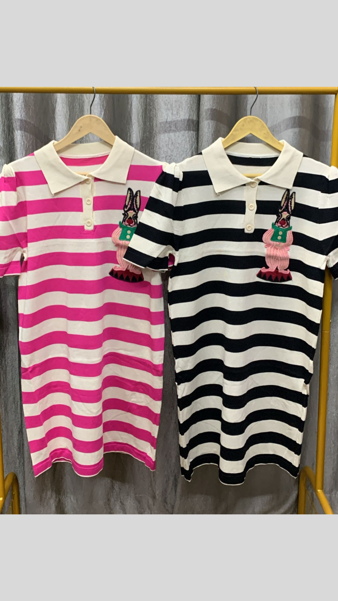 White Stripe A-Line T-shirt Mini Dress FC2339