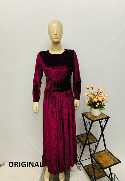 Wine Velvet Dress