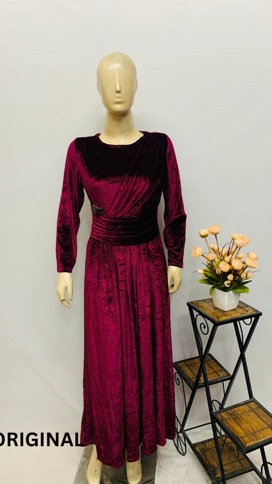 Wine Velvet Dress