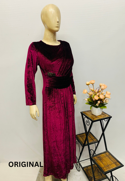 Wine Velvet Dress