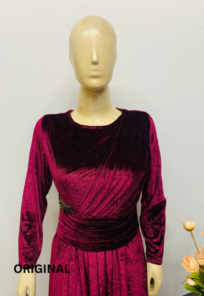 Wine Velvet Dress