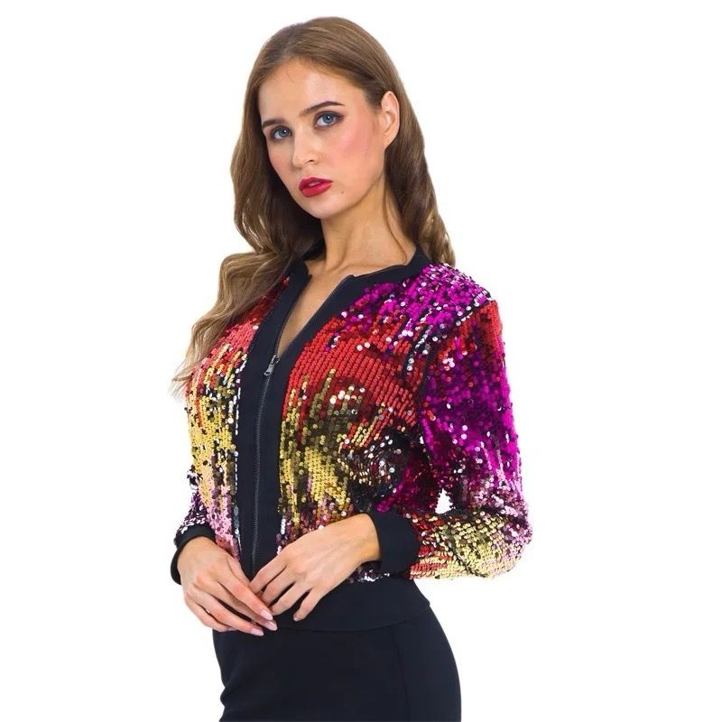 Buy Rainbow Sequin Cropped Blazer Jacket Handmade Limited Edition Online in  India - Etsy