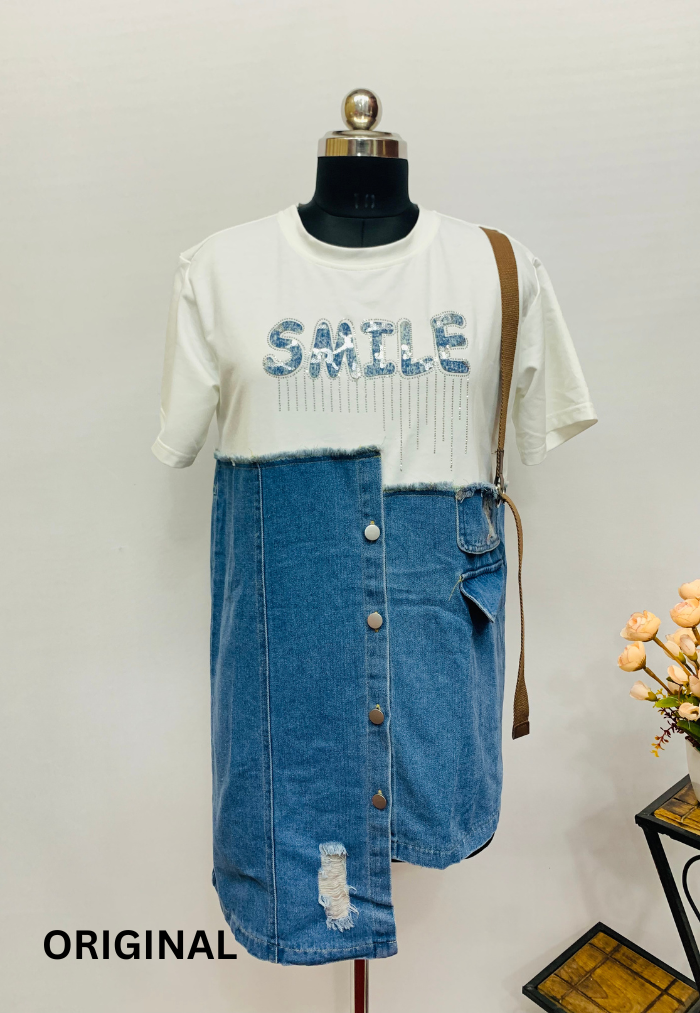 Women's Fashion Denim Stitching Dress