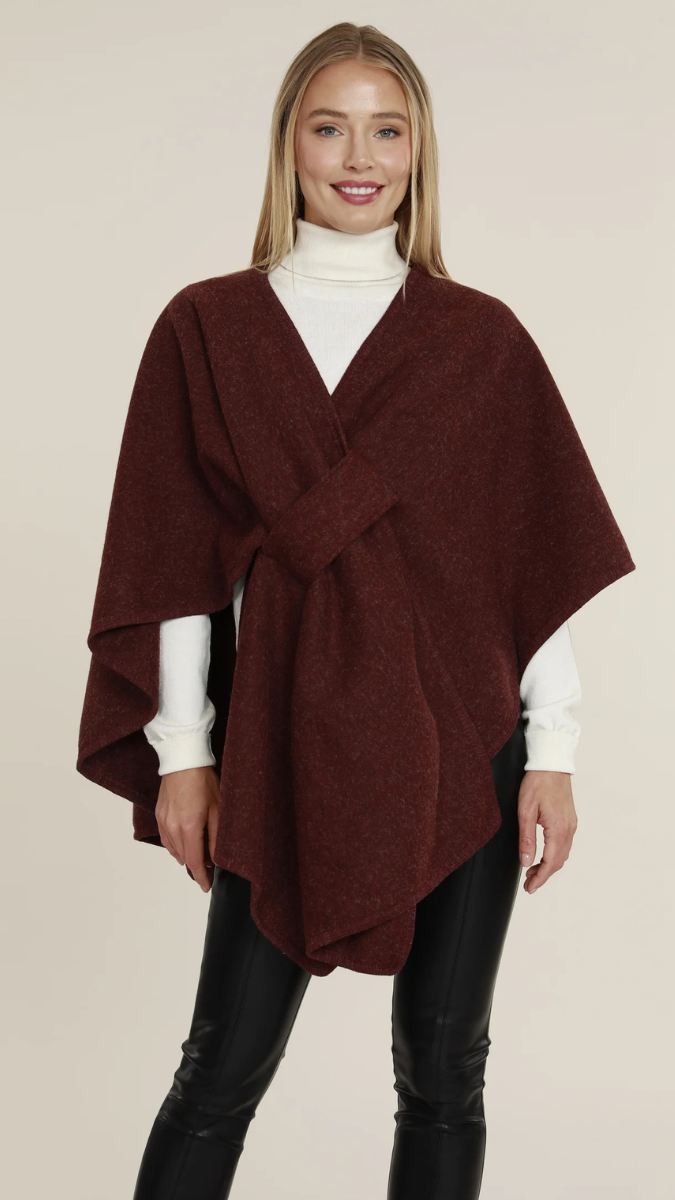 Wool Solid Shawl Wrap With Buckle FC1652