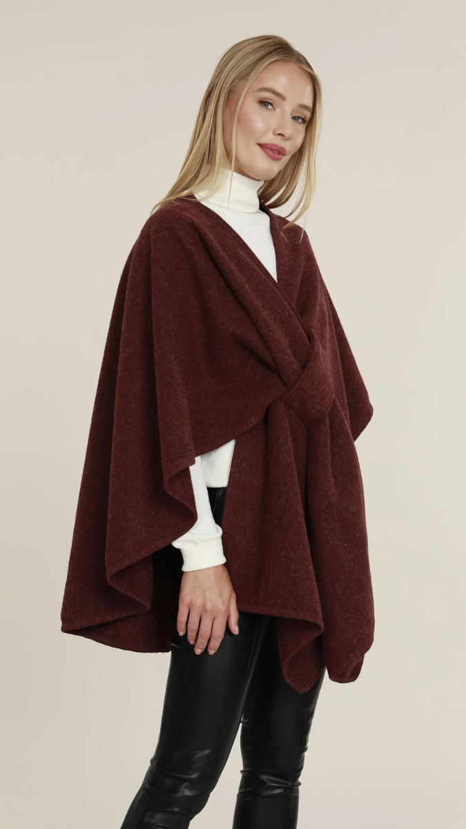 Wool Solid Shawl Wrap With Buckle FC1652