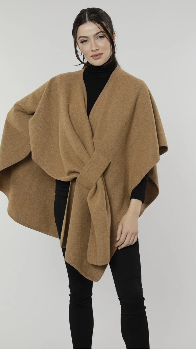 Wool Solid Shawl Wrap With Buckle FC1652