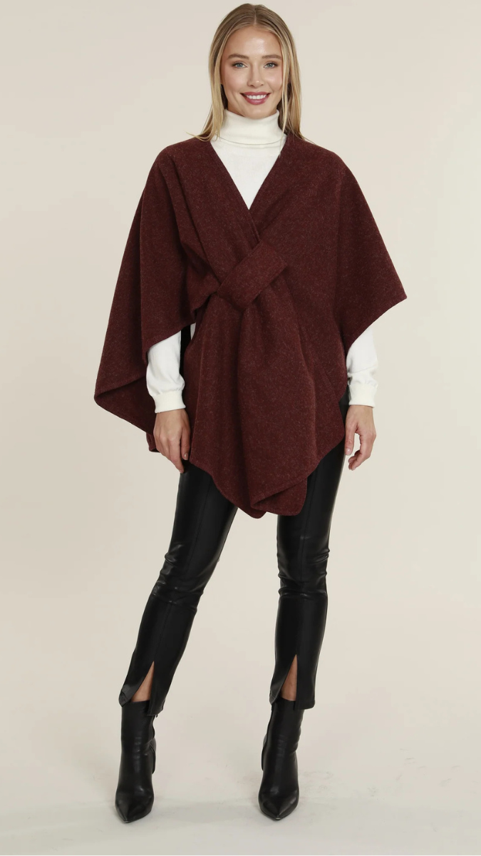 Wool Solid Shawl Wrap With Buckle FC1652