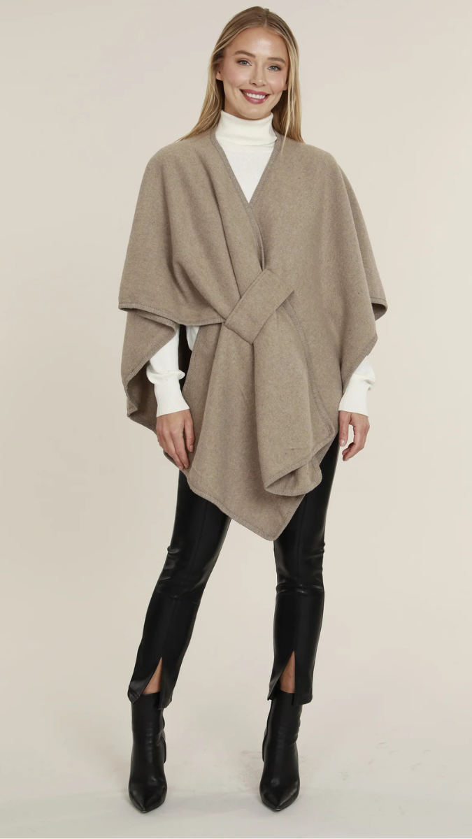 Wool Solid Shawl Wrap With Buckle FC1652