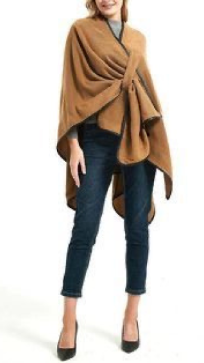 Wool Solid Shawl Wrap With Buckle FC1652