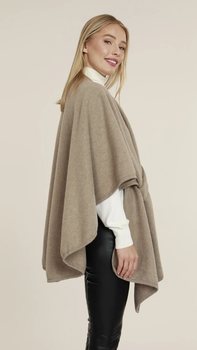 Wool Solid Shawl Wrap With Buckle FC1652