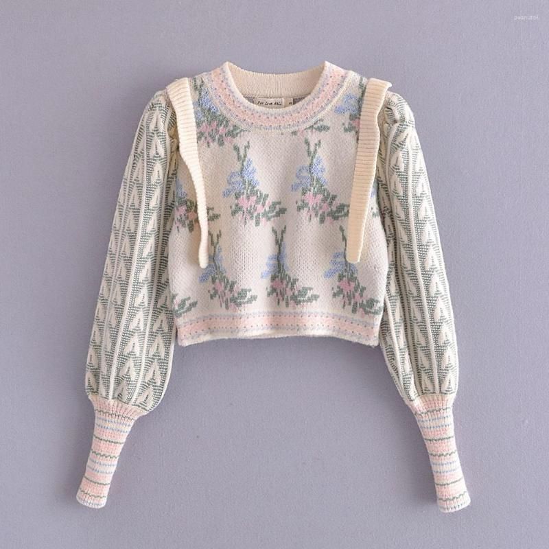 Woollen Crop Top With Frill Shoulder Design Off white