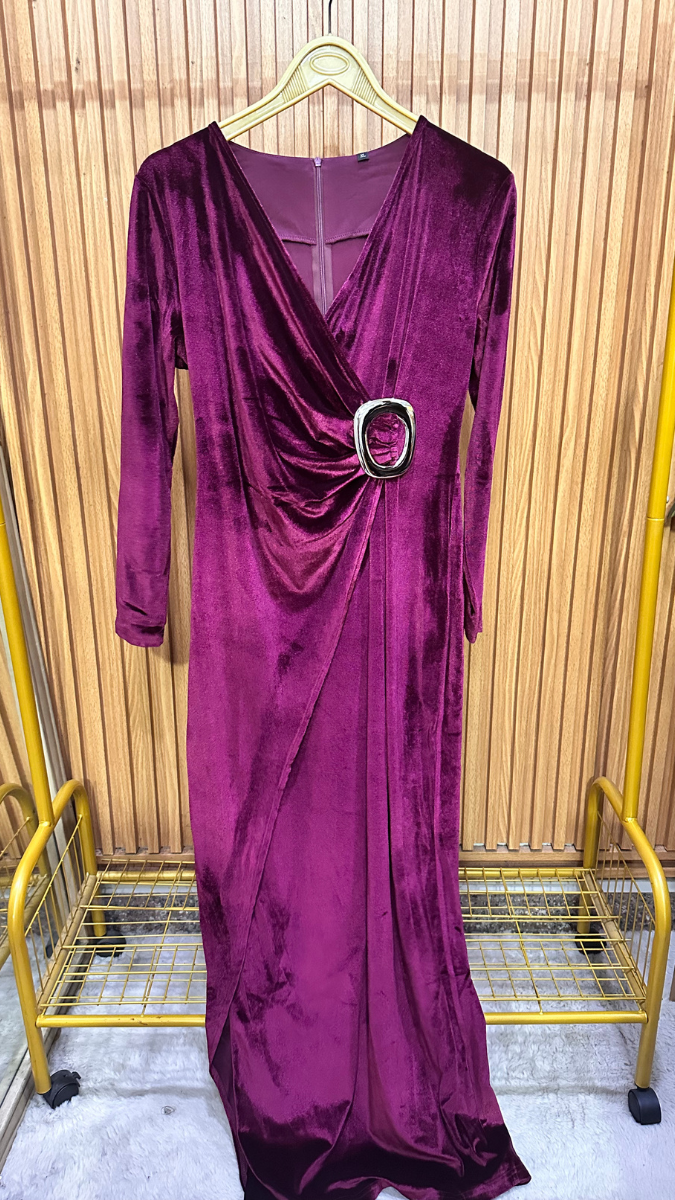 Wrap Around Ruffle Front Full Sleeve Dress FC1966