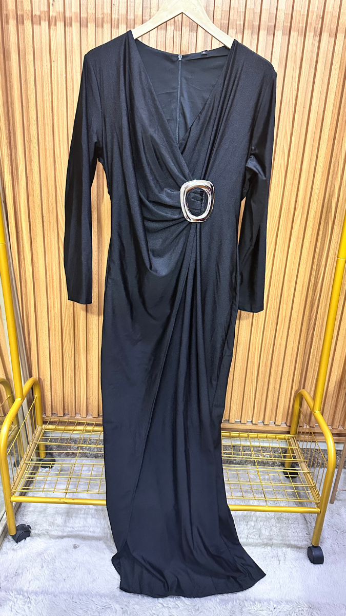 Wrap Around Ruffle Front Full Sleeve Dress FC1966