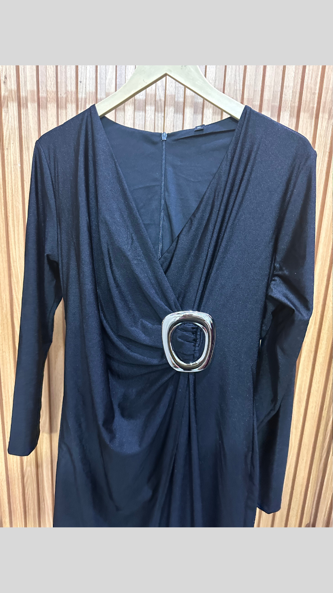 Wrap Around Ruffle Front Full Sleeve Dress FC1966