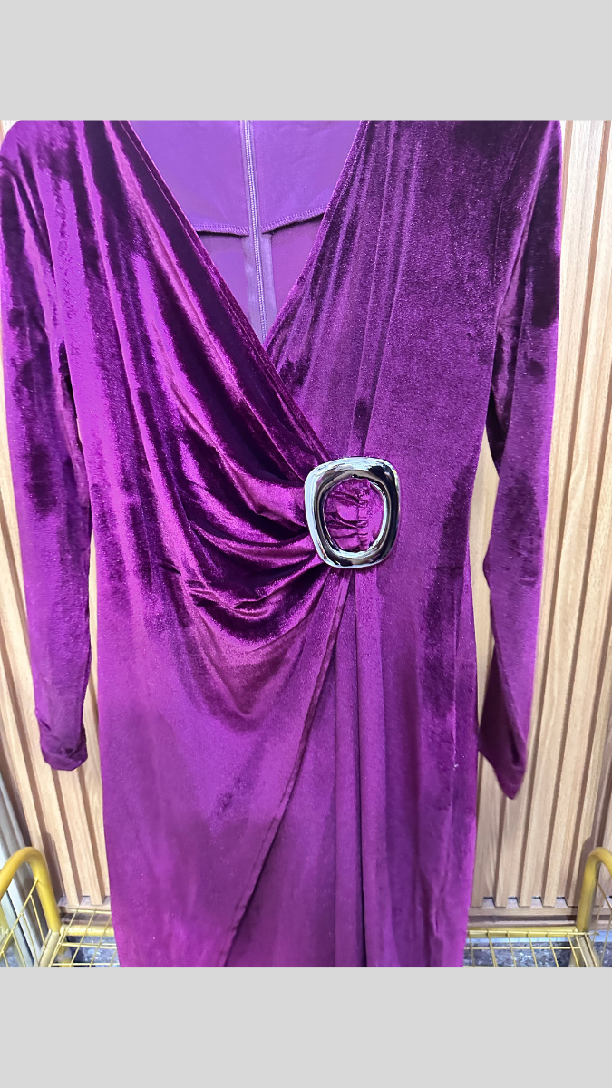 Wrap Around Ruffle Front Full Sleeve Dress FC1966