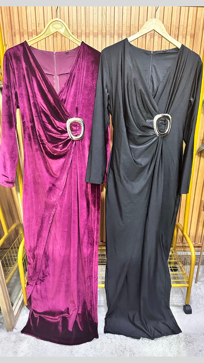 Wrap Around Ruffle Front Full Sleeve Dress FC1966