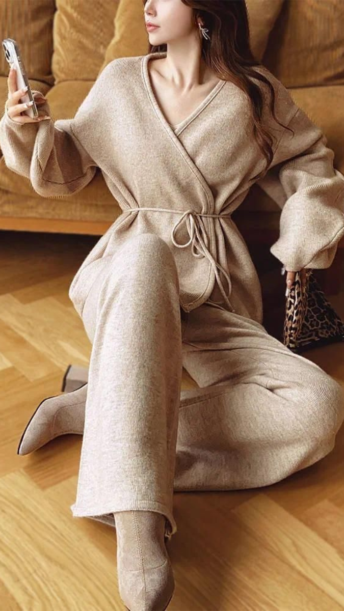 Wrap Up Top And Loose Pant Coord Set FC2051