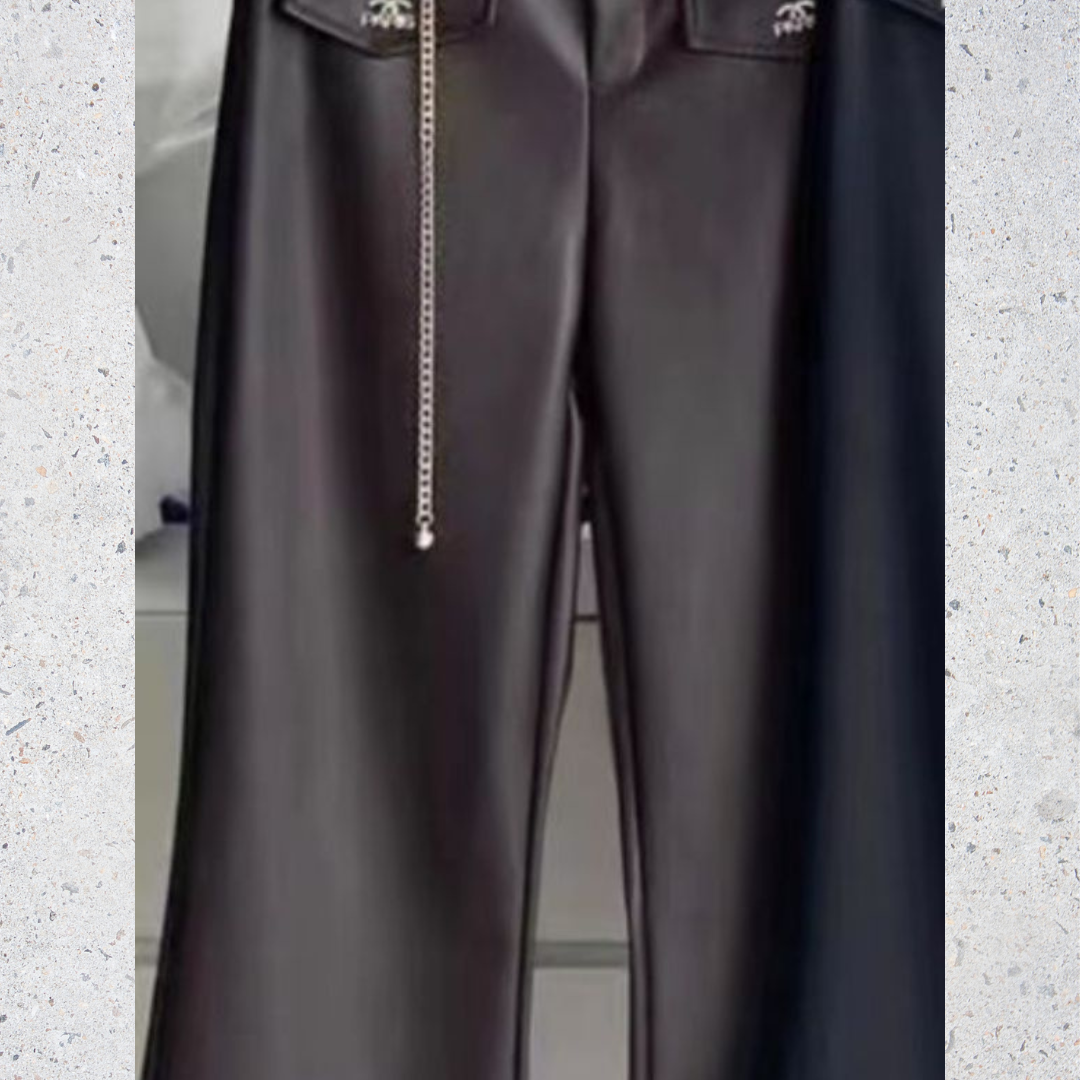  Leather Pant With Chain Belt