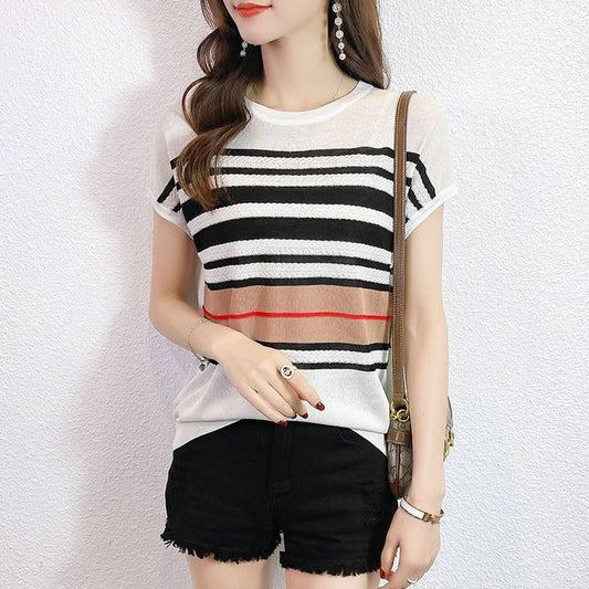 Fc Striped Ice Silk Knitted Sweater