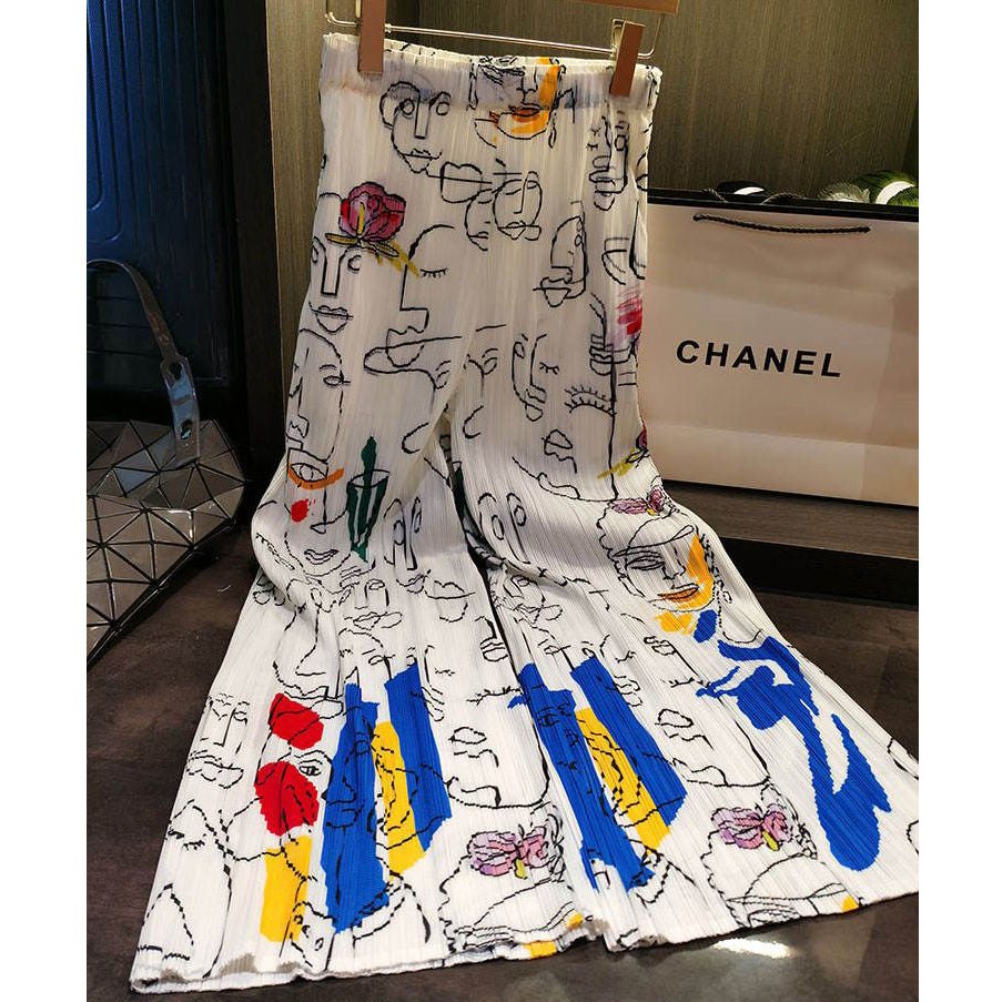 FC Pleated Beautiful Cartoon hand-painted print coord set